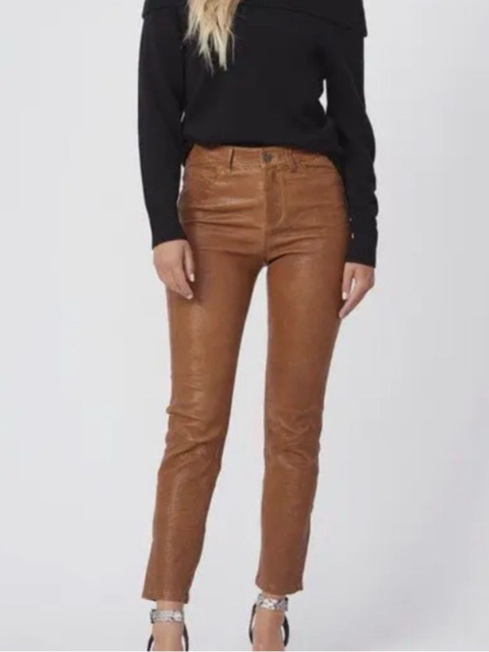 PAIGE Tan and Brown leather Pants